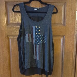 Double Zero Charcoal Tank Top with Flag Design!